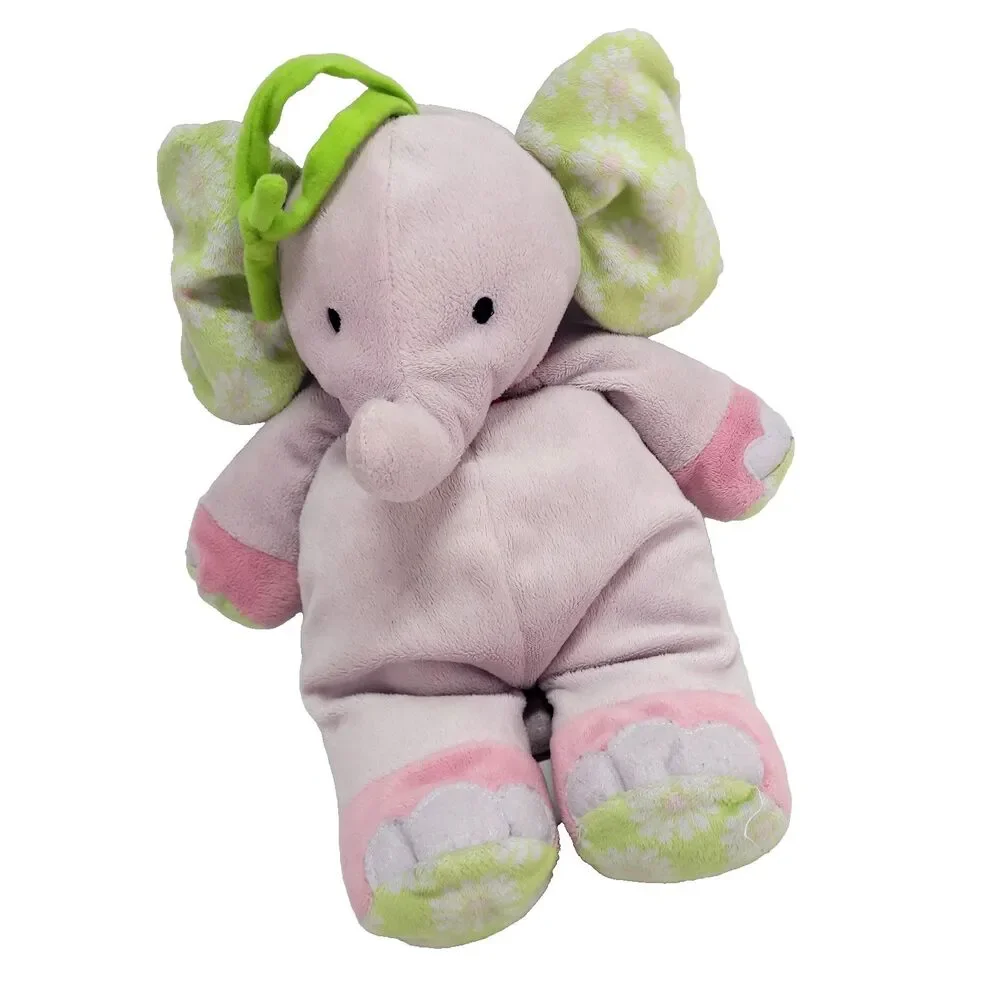Carters Musical Crib Pull Toy Elephant Plush Purple flower power daisies twinkle